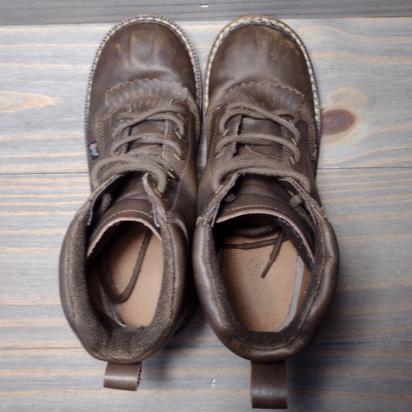 Justin Boots Rugged Bay Guacho Cow Kids Boots Size 4 Brown - Picture 5 of 9